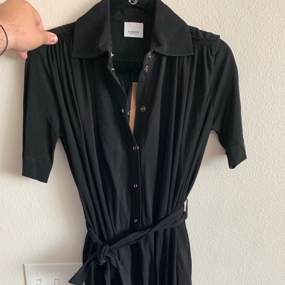 Burberry Short -sleeve gathered jersey dress